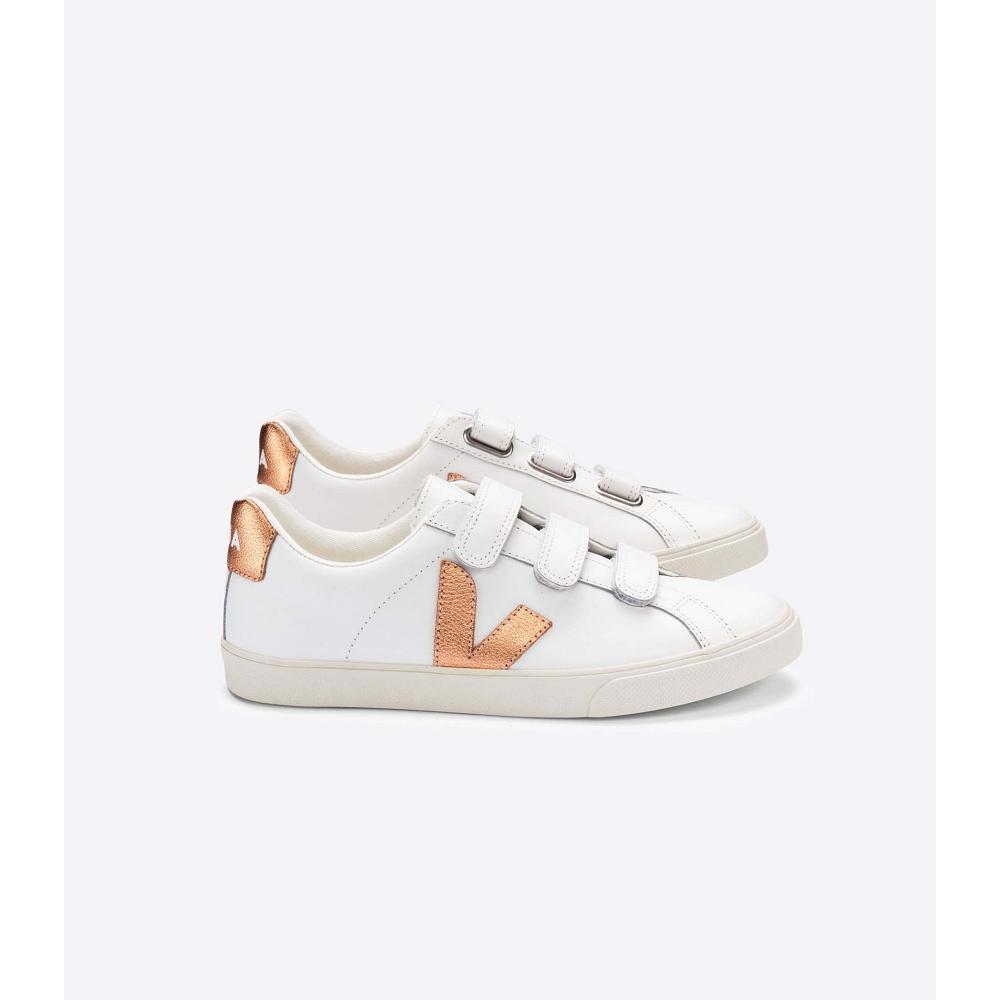 Veja 3-LOCK LEATHER Women\'s Sneakers White/Orange | CA 604UZG